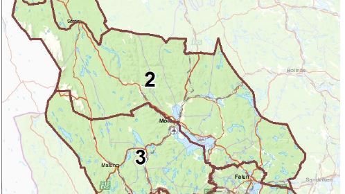 Områdeskarta över licensjakt björn 2016