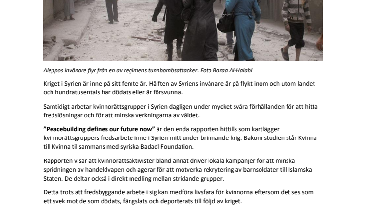 Unik rapport om kvinnors fredsarbete i Syrien