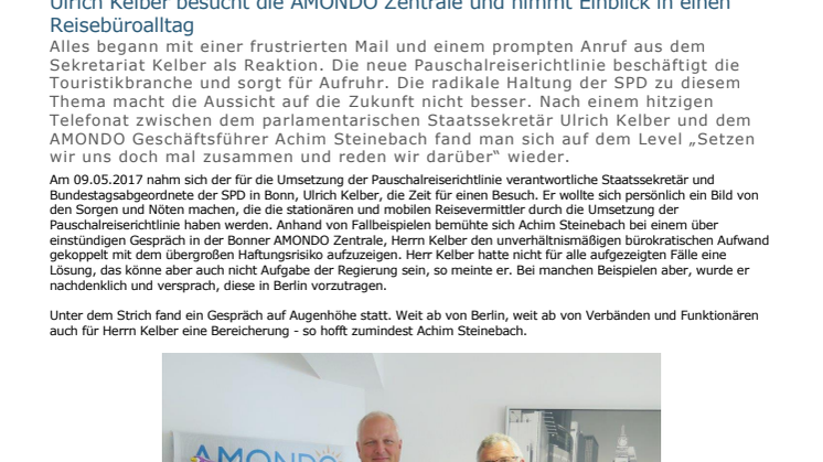 Ulrich Kelber besucht die AMONDO Zentrale und nimmt Einblick in einen Reisebüroalltag