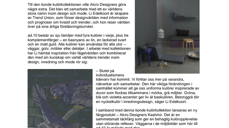 Alcro presenterar kulörkollektionen ad.10 av Li Edelkoort
