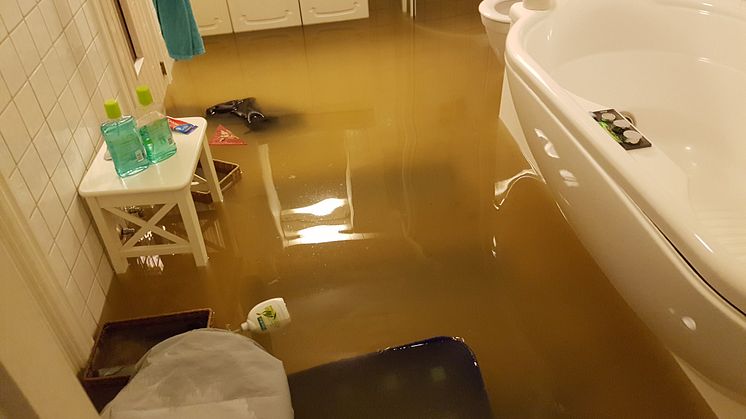 En typisk skade etter mye nedbør (fra en tidligere hendelse) 