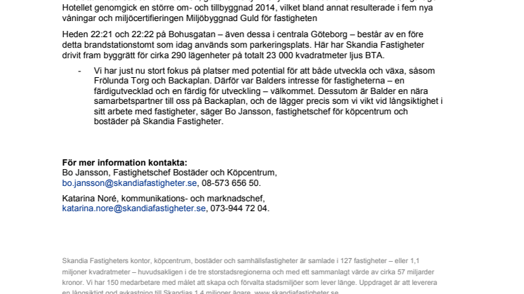 Skandia Fastigheter säljer hotell, handel och byggrätt i Göteborg