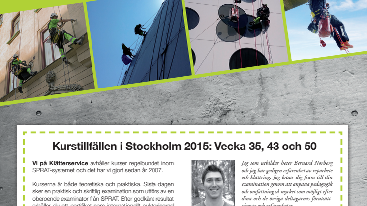 Klätterservice kursplan SPRAT 2015