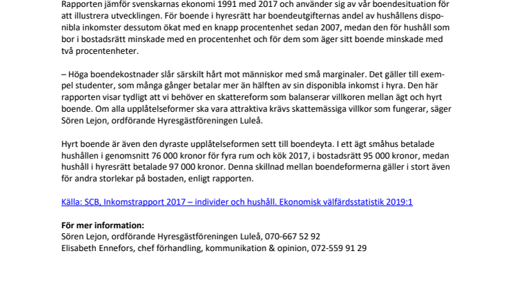 ​Hyresgäster har högst boendekostnader