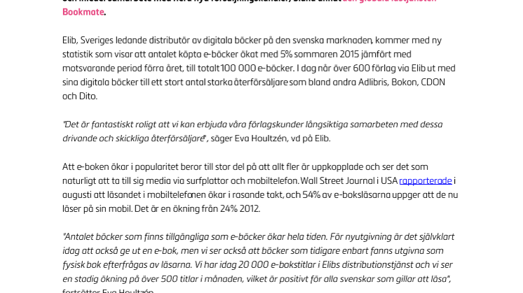 Marknaden för digitala böcker växer – Elib lanserar Merdistribution