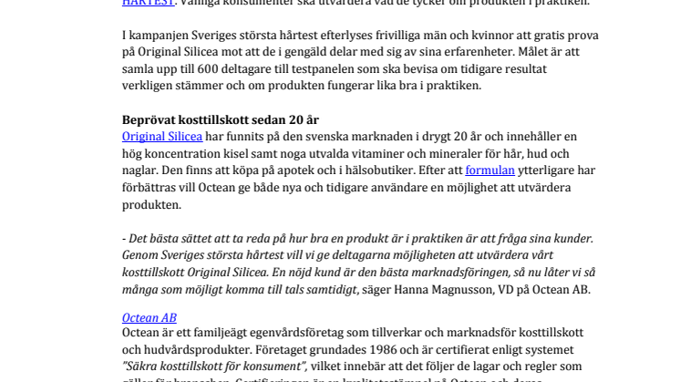 Sveriges största hårtest utvärderar trovärdigheten för kosttillskott för håret