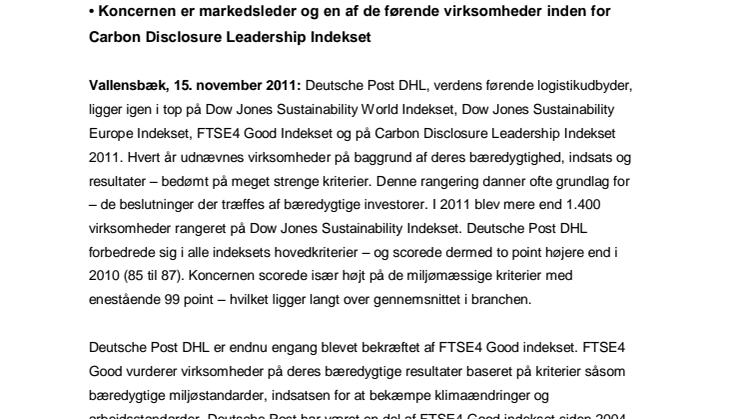 Deutsche Post DHL er frontløber på bæredygtighed