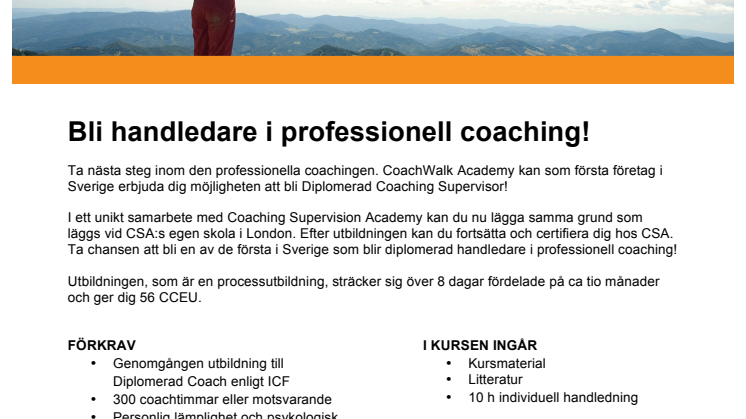 CWA Produktblad Diplomerad Coaching Supervisor