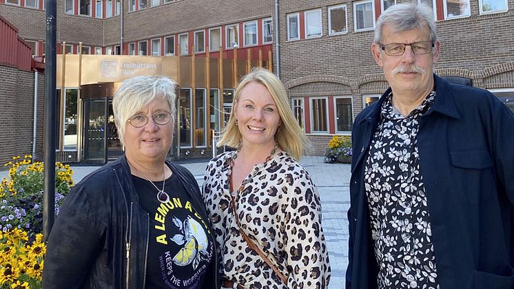 Annika Bergman och projektledare Johanna Arvidsson från Trollhättans Stad tillsammans med Håkan Nunstedt från Högskolan Väst.