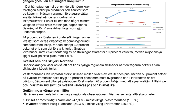 Kvalitet viktigare än pris även i osäkra tider