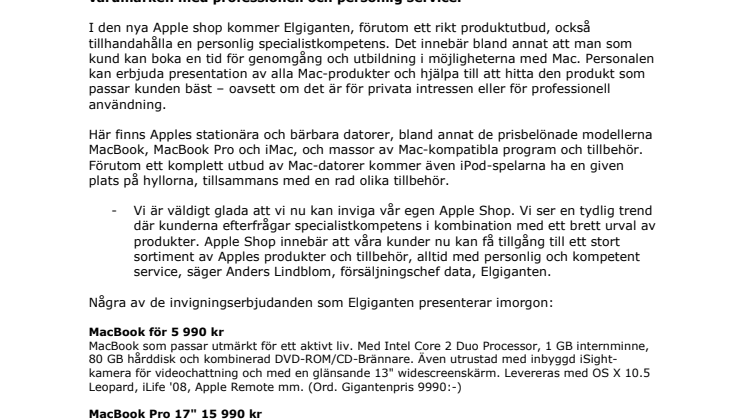 Elgiganten öppnar Apple Shop på Kungsgatan