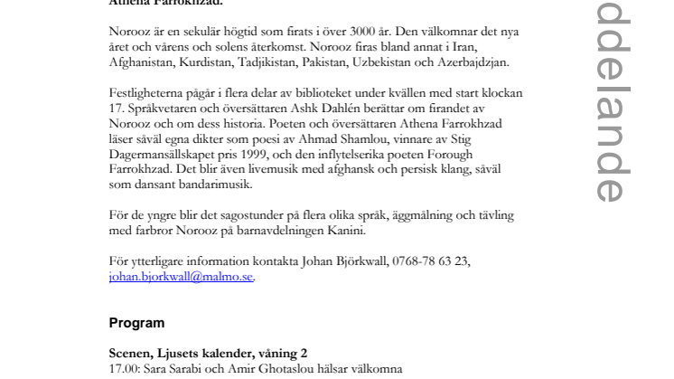 Stadsbiblioteket i Malmö välkomnar våren med Norooz
