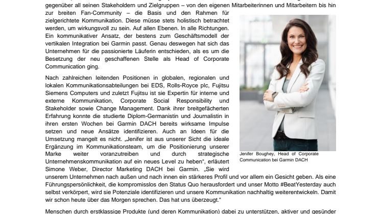 Garmin PM Personalmeldung Jenifer Boughey