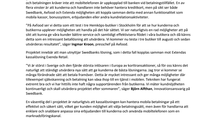 Betalning genom mobilen skapar flexibilitet hos Axfood och deras kunder 