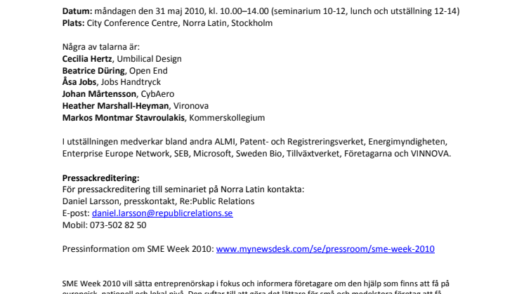 Pressinbjudan - Vad kan EU göra för mitt företag?