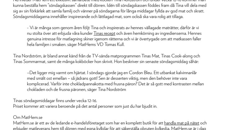 Bjud in till söndagsmiddag och njut av Tinas recept