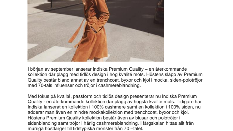 Indiska flörtar med 70-tal och mocka i en ny Premium Quality kollektion