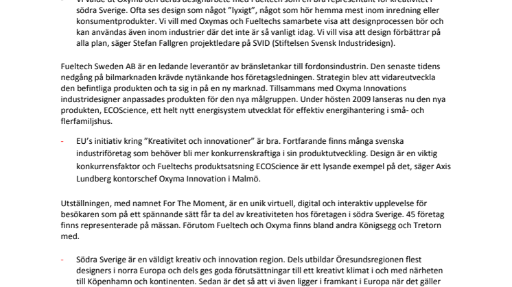 Oxyma medverkar i unik EU-utställning kring innovation och kreativitet