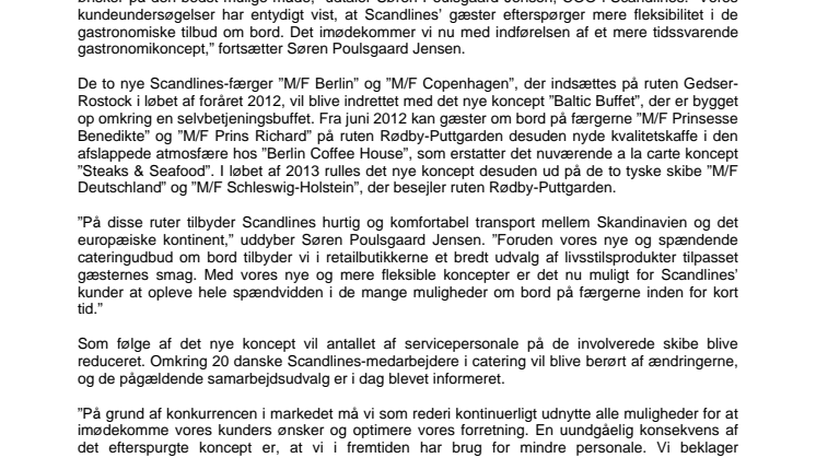 Scandlines indfører nyt gastronomikoncept