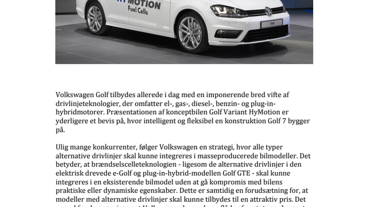 ​Verdenspremiere - Golf Variant HyMotion