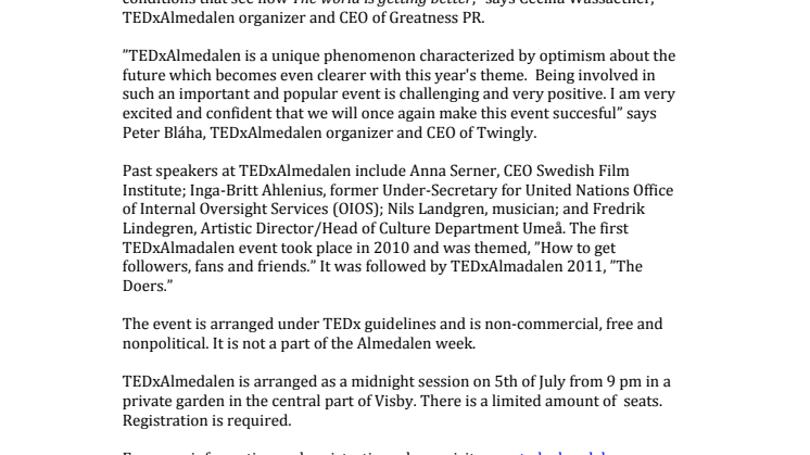 TEDxAlmedalen till Visby för tredje året