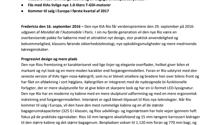 Verdenspremiere på den nye KIA Rio