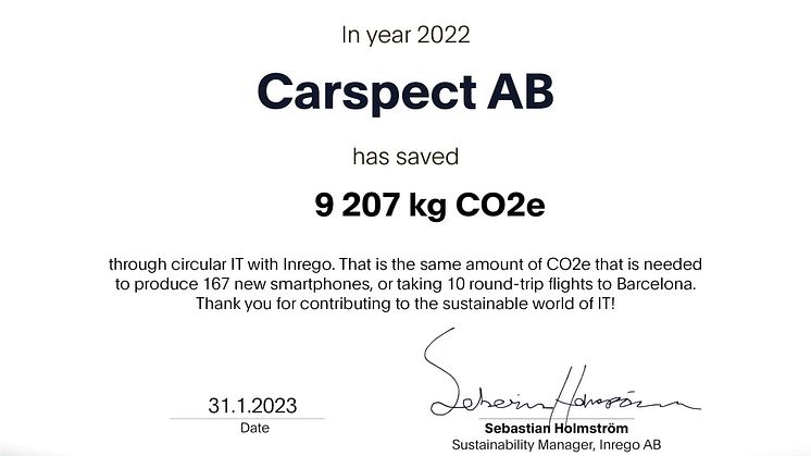 Carspect bidrar till hållbar IT-konsumtion