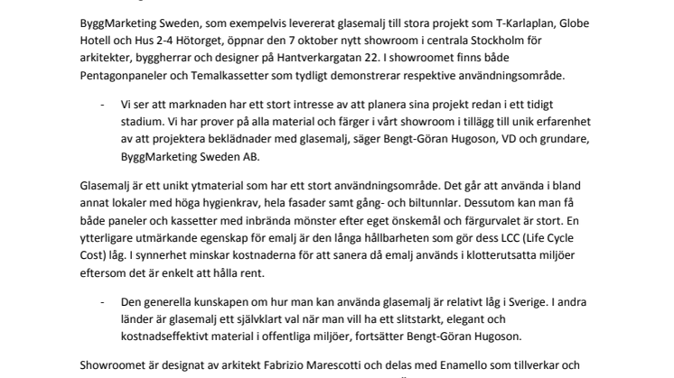 ByggMarketing öppnar showroom i centrala Stockholm