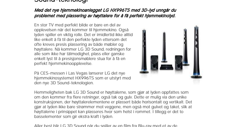 Få det beste ut av filmopplevelsen med LGs 3D Sound-teknologi