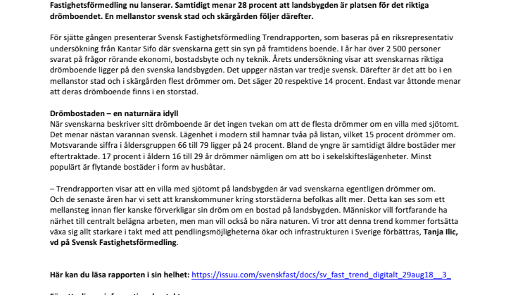 Trendrapporten 2018-2019 visar: Läget och bostäderna svenskarna egentligen drömmer om
