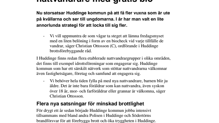 Huddinge kommun lockar nattvandrare med gratis bio