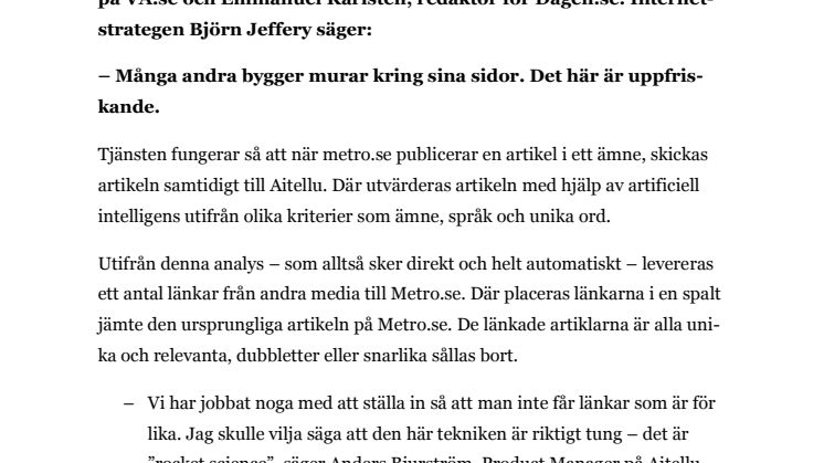 Metro levererar läsare till konkurrenter