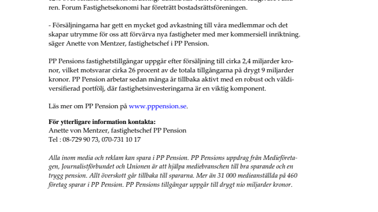 PP Pension säljer fastigheter i Nacka 