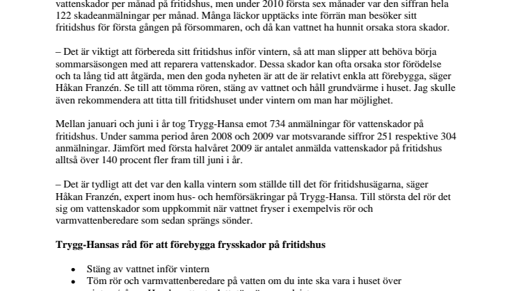 Förbered sommarstugan och slipp dyra frysskador