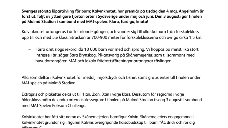 Dags för Kalvinknatet, barnens egen löpartävling