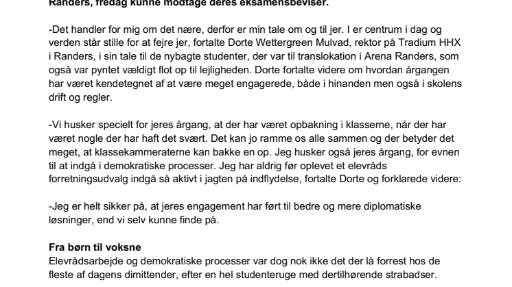 Demokratiske og støttende studenter til translokation på Tradium Handelsgymnasiet i Randers