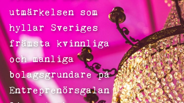 Founders Awards - utmärkelsen som hyllar kvinnliga och manliga bolagsgrundare på Entreprenörsgalan den 24 september!