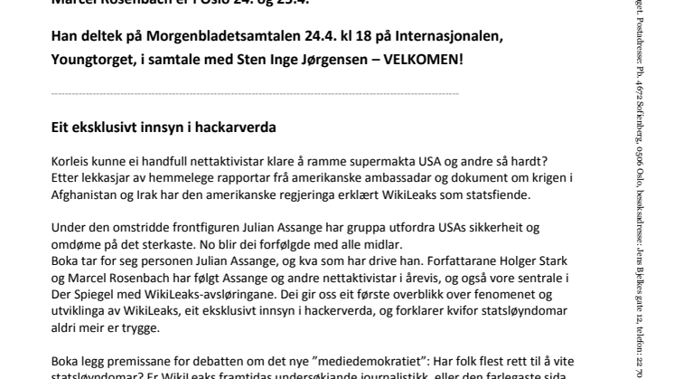 LANSERING AV NY BOK OM WIKILEAKS 24.4. 