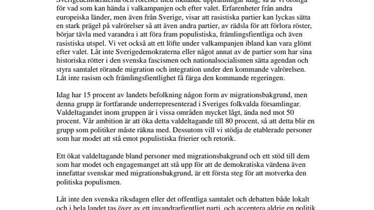 Upprop för en antirasistisk valrörelse 2010
