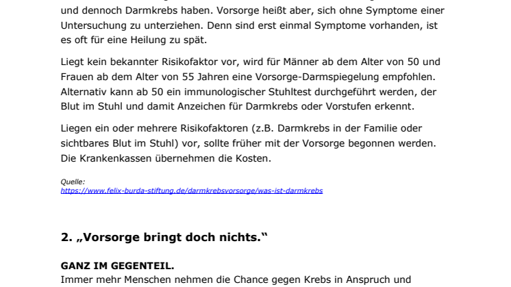 6 Mythen über Darmkrebs und Darmkrebsvorsorge