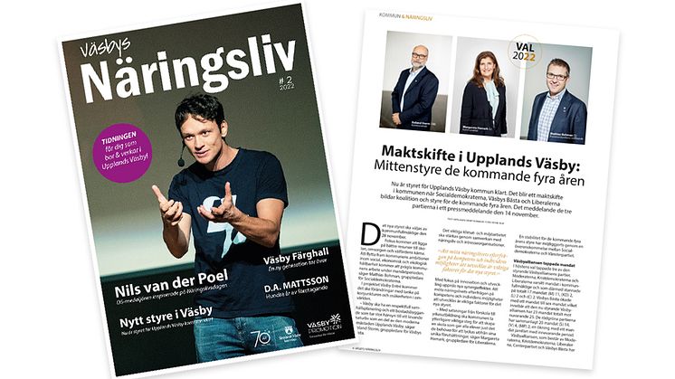 Tidningen Väsbys Näringsliv publiceras i en digital första version