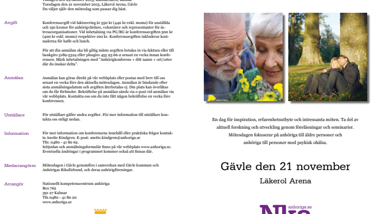 Mötesdag om anhörigfrågor i Gävle