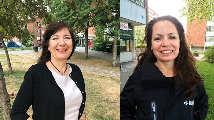 Ewa-Maria Svensson (tv) är distriktschef för kontoret i centrala Huddinge. Rosa Vitrera Luiga (th) kommer bli  distriktschef för områdeskontoret i Flemingsberg/Visättra.