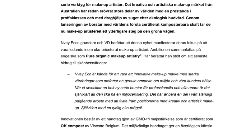 Eko-vänliga make-up borstar – världsnyhet från Nvey Eco
