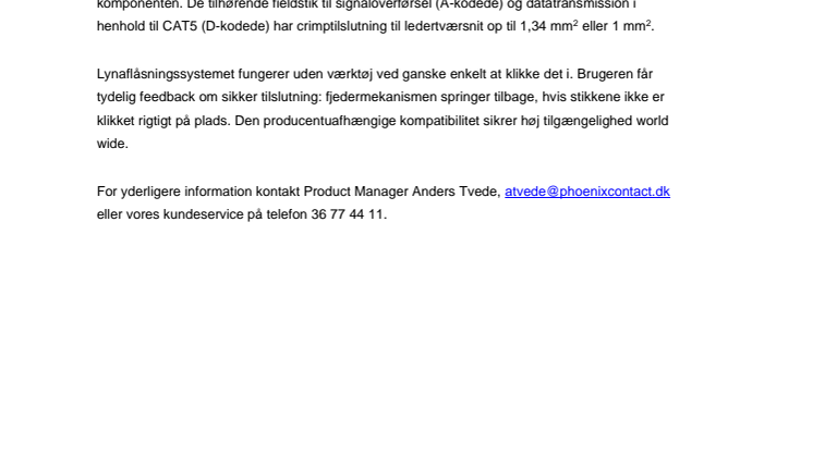 M12 stik med push-pull lynaflåsning
