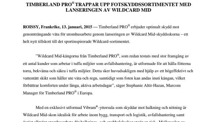 Timberland PRO® trappar upp fotskyddssortimentet med lanseringen av Wildcard Mid 