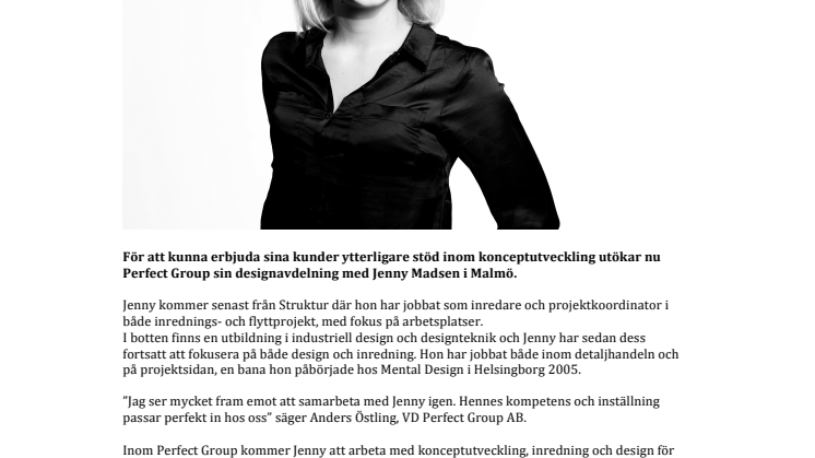 Perfect Group Öresund utökar designkompetensen med Jenny Madsen