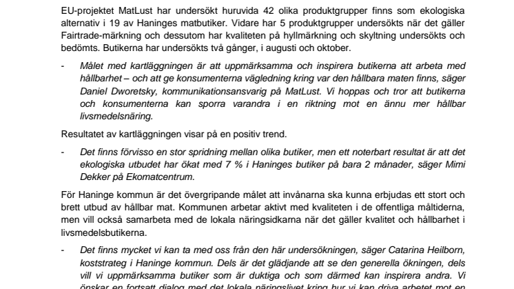 Ökning på bara 2 månader – här finns den hållbara maten i Haninge.