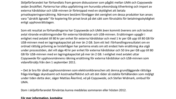 Skiljenämnd avgör om privatkopieringsersättning ska utgå för externa hårddiskar och USB-minnen