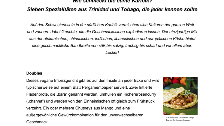Sieben Spezialitäten aus Trinidad und Tobago, die jeder kennen sollte